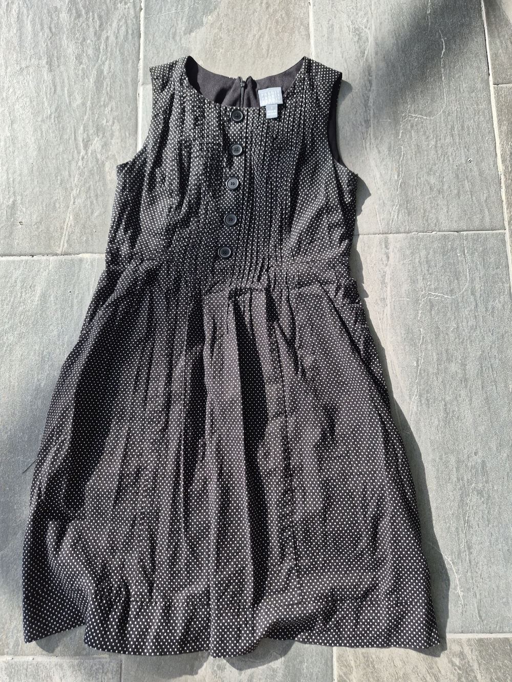Rabbit Rabbit Rabbit Black with White Polka Dot Pintuck Sundress